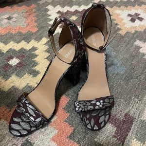 patterned block heel